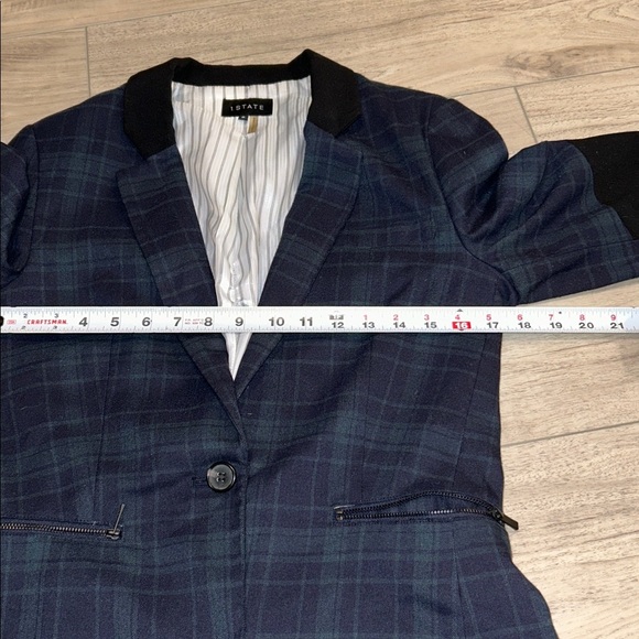 $255 1.STATE Women's Blue Wild One Panel Plaid One-Button Jacket Blazer Size 6 - Picture 13 of 15